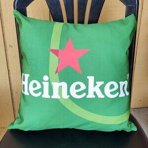 HEINEKEN BEER LARGE LOGO THROW PILLOW PROMO EASY CLEAN